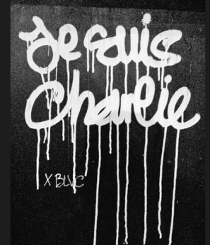 BLVC, graffeur azuréen écrit "Je suis Charlie" à Nice. Crédits : BLVC